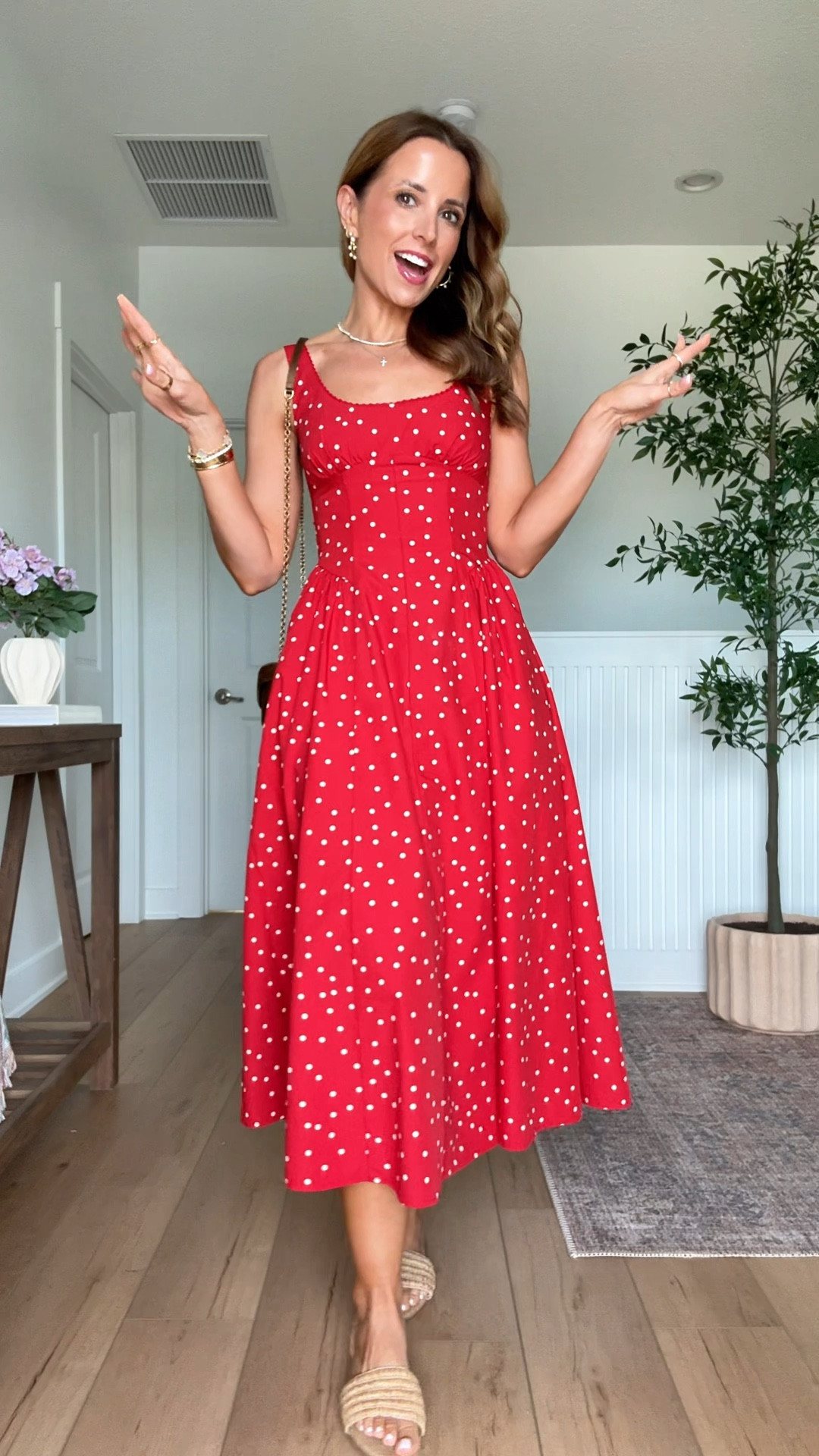 Abercrombie bra-free midi dress in XXS petite. Spring dress. Mother’s Day dress. Spring outfit. Vacation outfit. Vacation dress. Summer dress. Summer outfit. Concert outfit. Target slide sandals are TTS. YSL mini bag. 

#LTKMothersDay #LTKTravel #LTKPetite