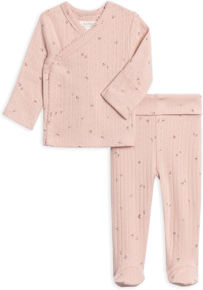Colored Organics - Newborn Kimono Wrap Top and Footed Pant Set - Organic Cotton Infant Layette Cl... | Amazon (US)