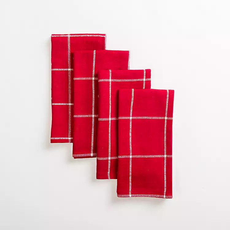 Red Windowpane Plaid Christmas Napkins, Set of 4 | Kirkland's Home