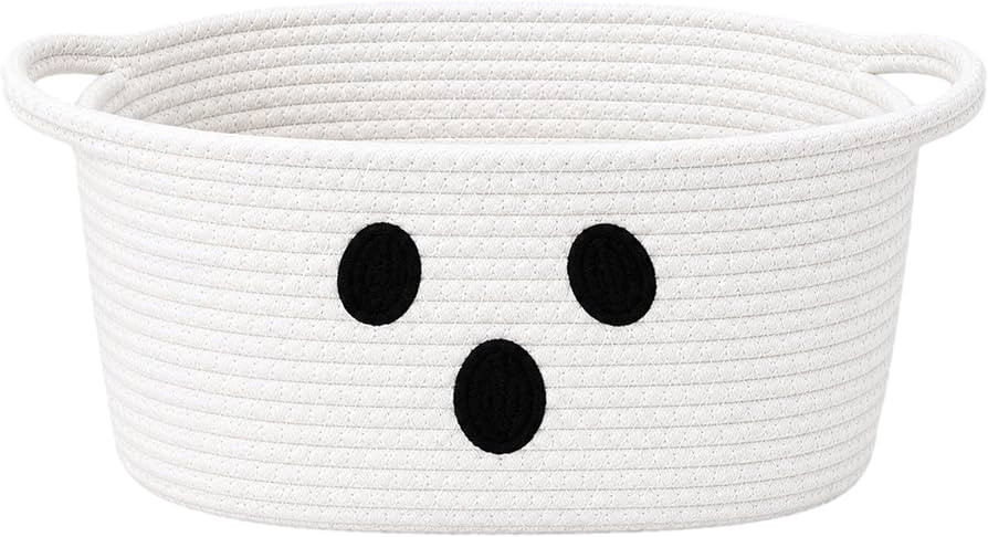 Meanplan Boo Basket with Handles Halloween Woven Gift Basket 14 x 7 x 7 in | Amazon (US)