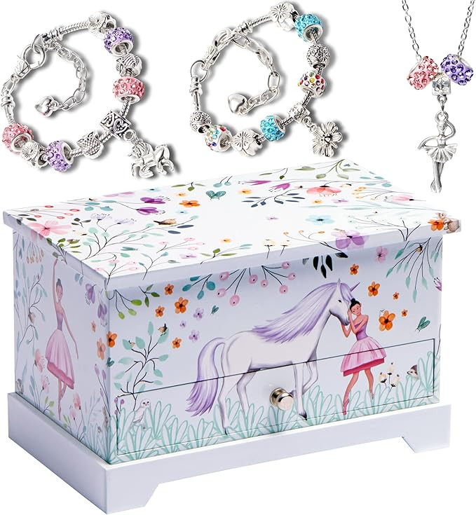 ABI + OLIE Ballerina Unicorn Kids Jewelry Box for Girls & Little Girls Jewelry Box Organizer - A ... | Amazon (US)