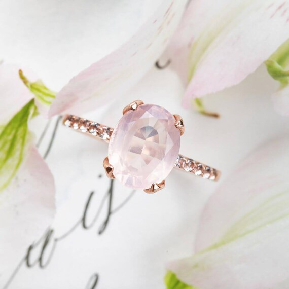 Aphrodite Heart Stone Rose Quartz Ring, Rose Gold Ring, 925 Sterling Silver, Gemstone Ring, Pink ... | Etsy (US)