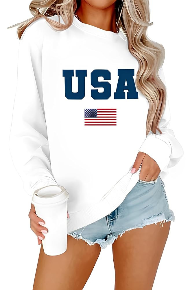 Womens Mama Sweatshirt Mom Life Shirt USA Sweatshirt Graphic American Flag Shirt Pullover Patriot... | Amazon (US)