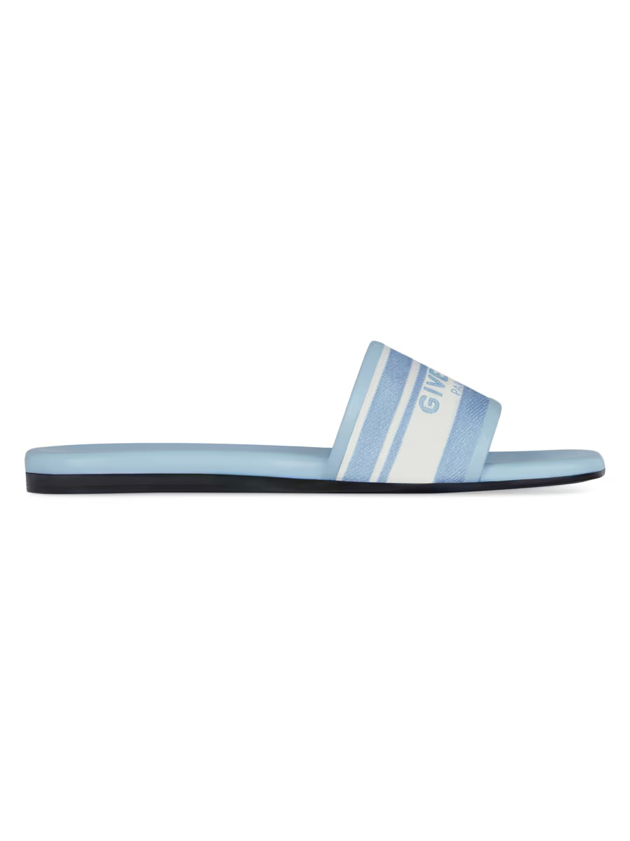 4G Flat Mules in Denim with Stripes | Saks Fifth Avenue