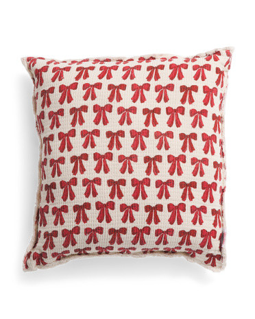 20x20 Ribbon Print Reversible Washed Frayed Edge Pillow | TJ Maxx