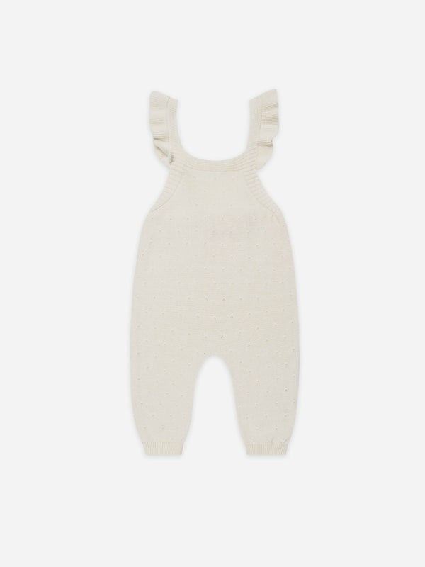 pointelle knit overalls | ivory | Quincy Mae