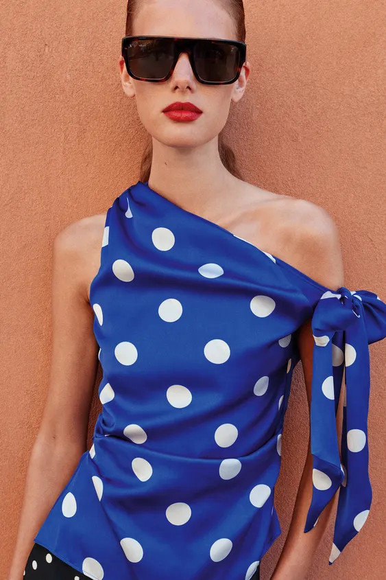 POLKA DOT TOP WITH BOW | Zara UK