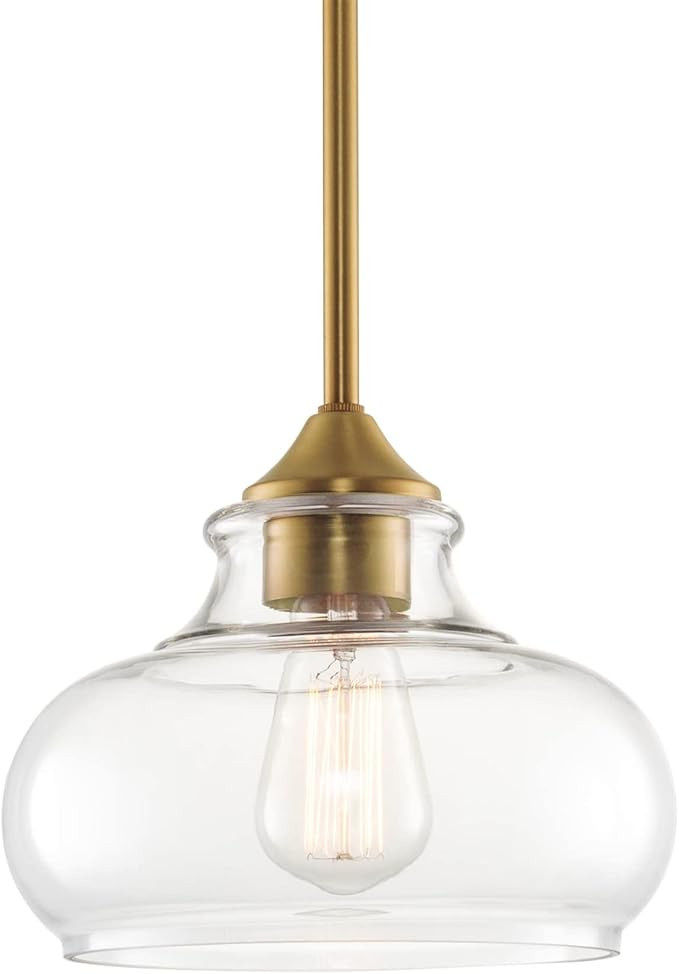 Kira Home Harlow 9" Modern Industrial Farmhouse/Schoolhouse/Rustic Pendant Light with Clear Glass... | Amazon (US)
