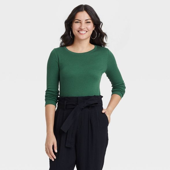 Women's Long Sleeve Ribbed T-Shirt - A New Day™ | Target