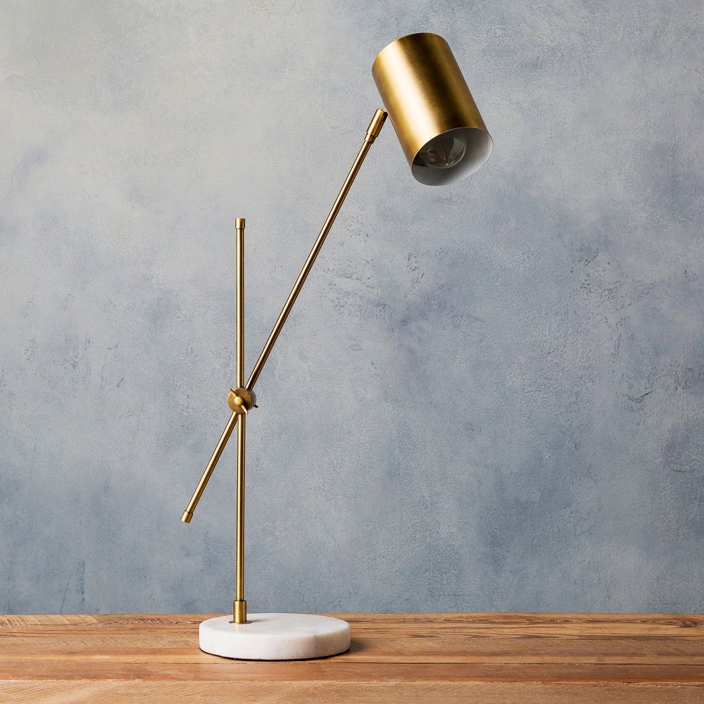 Cerrin 24 in. Gold Modern Table Lamp - 24" H (24" H - Brass / White) | Bed Bath & Beyond