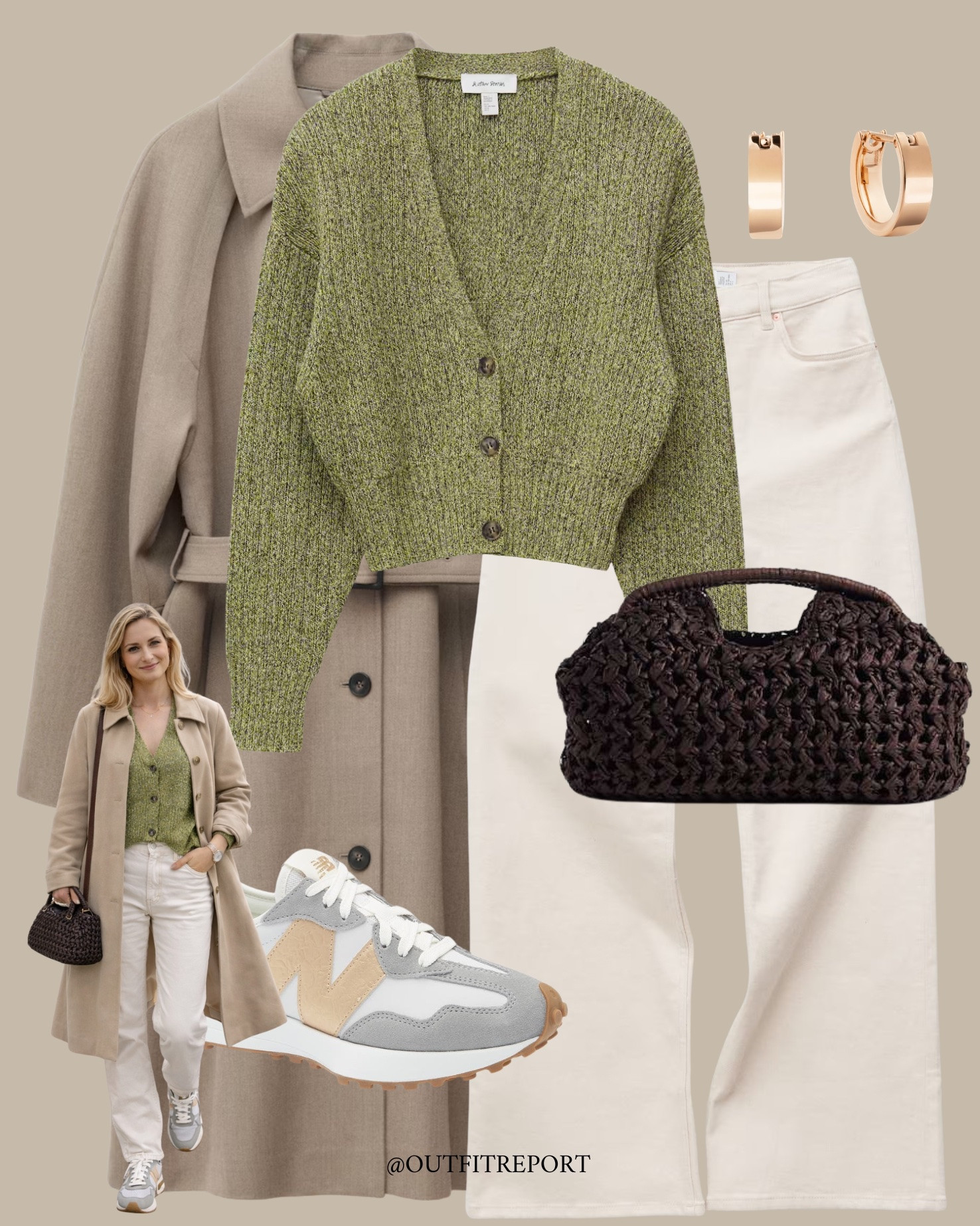 Spring outfit trench coat styling white jeans green cardigan 

#LTKspring #LTKstyletip #LTKjeans