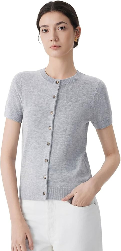 SUUKSESS Women Silk Cashmere Blend Cardigan Sweaters Summer Button Up Knit Outfits | Amazon (US)