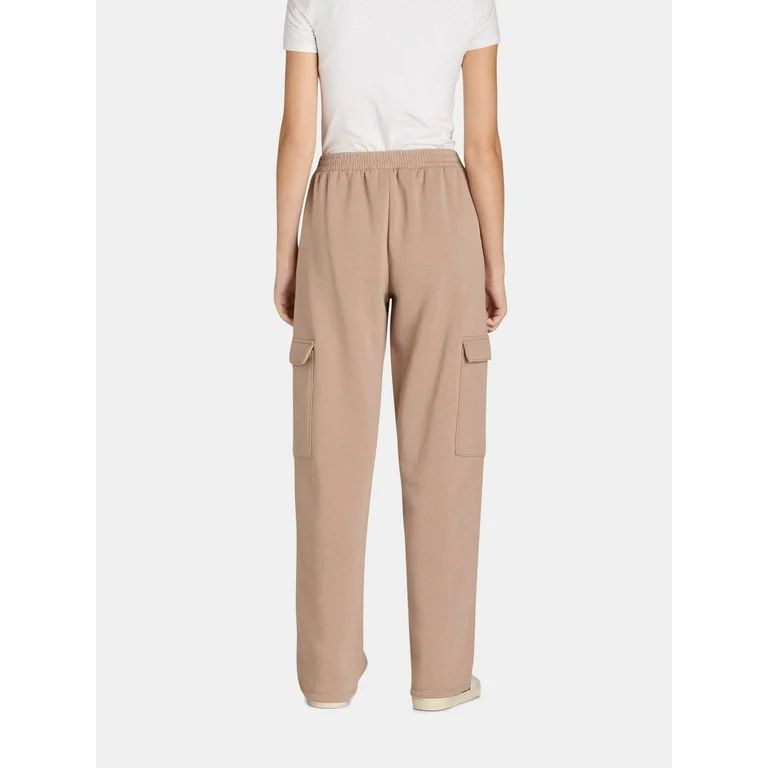 No Boundaries Fleece Wide Leg Cargo Pants, Women’s | Walmart (US)