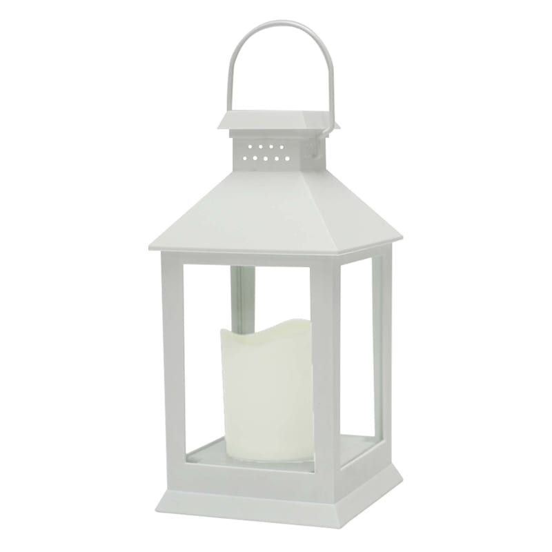 White Solar Outdoor Lantern, 9" | At Home