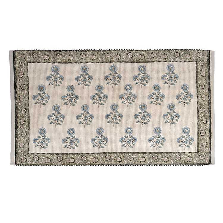 New! Blue and Green Floral Scatter Rug | Kirklands