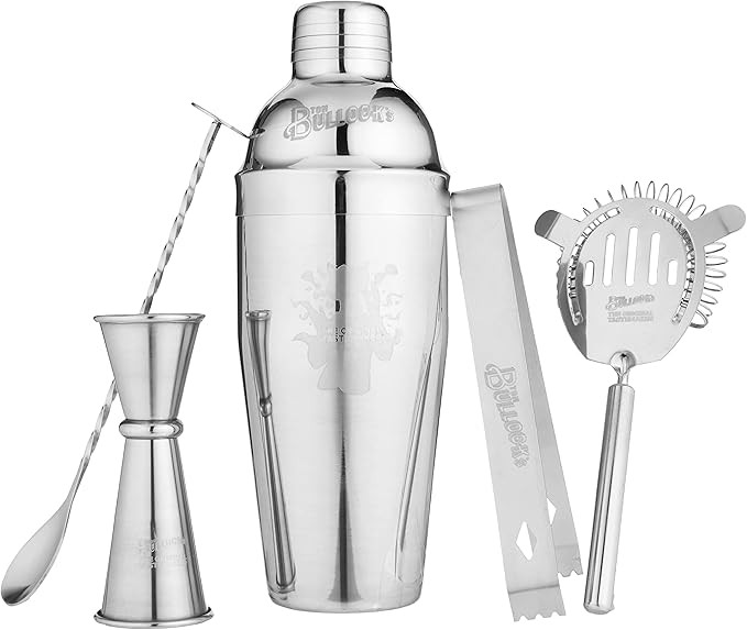5 pc. Cocktail Shaker Bar Set by Tom Bullock's, The Original Tastemaker: 25 oz Stainless Steel Sh... | Amazon (US)