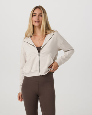Vuori Halo Modern Full Zip Hoodie | Ecru Heather | XL | Vuori Clothing (US & Canada)