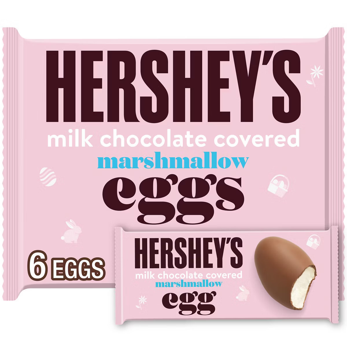HERSHEY'S Milk Chocolate Covered Marshmallow Eggs Easter Candy - 6ct/5.7oz | Target