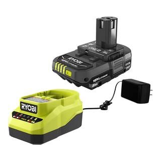 RYOBI ONE+ 18V Lithium-Ion 2.0 Ah Compact Battery and Charger Starter Kit PSK005 | The Home Depot