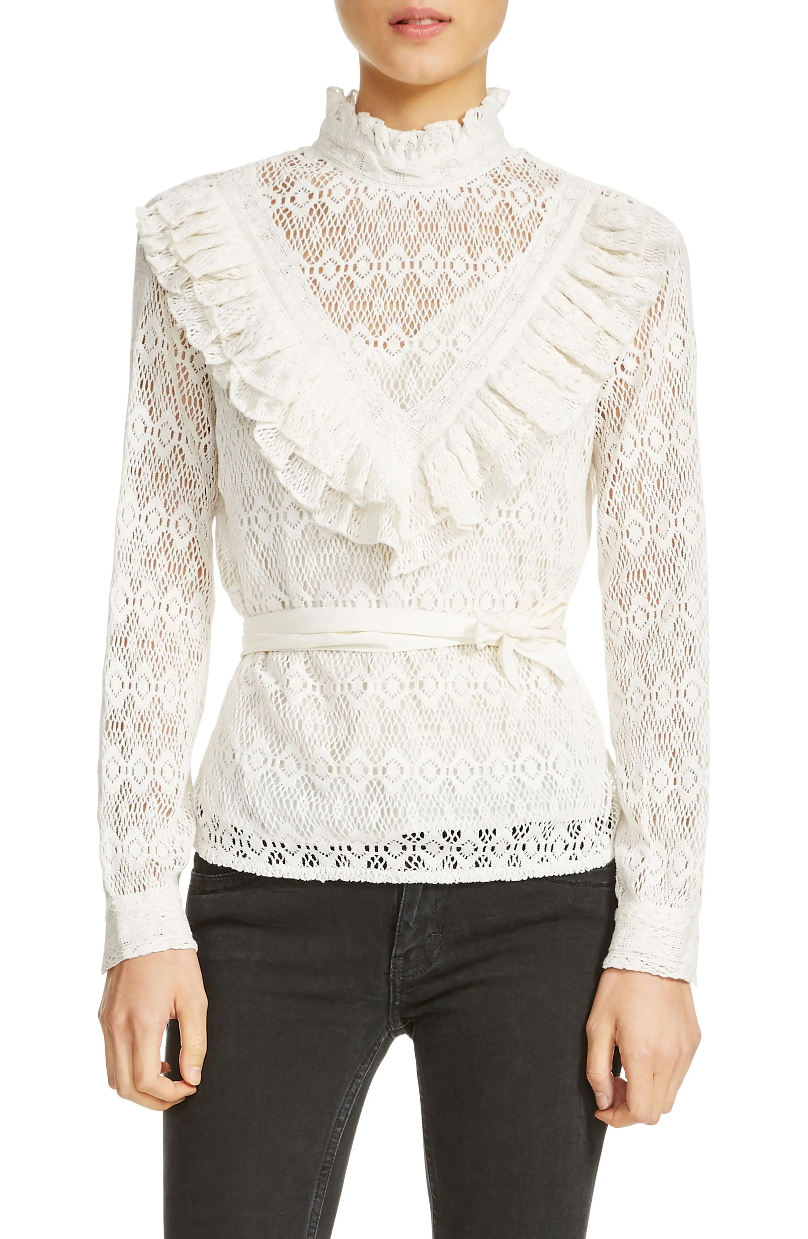 Limba Belted Lace Blouse | Nordstrom