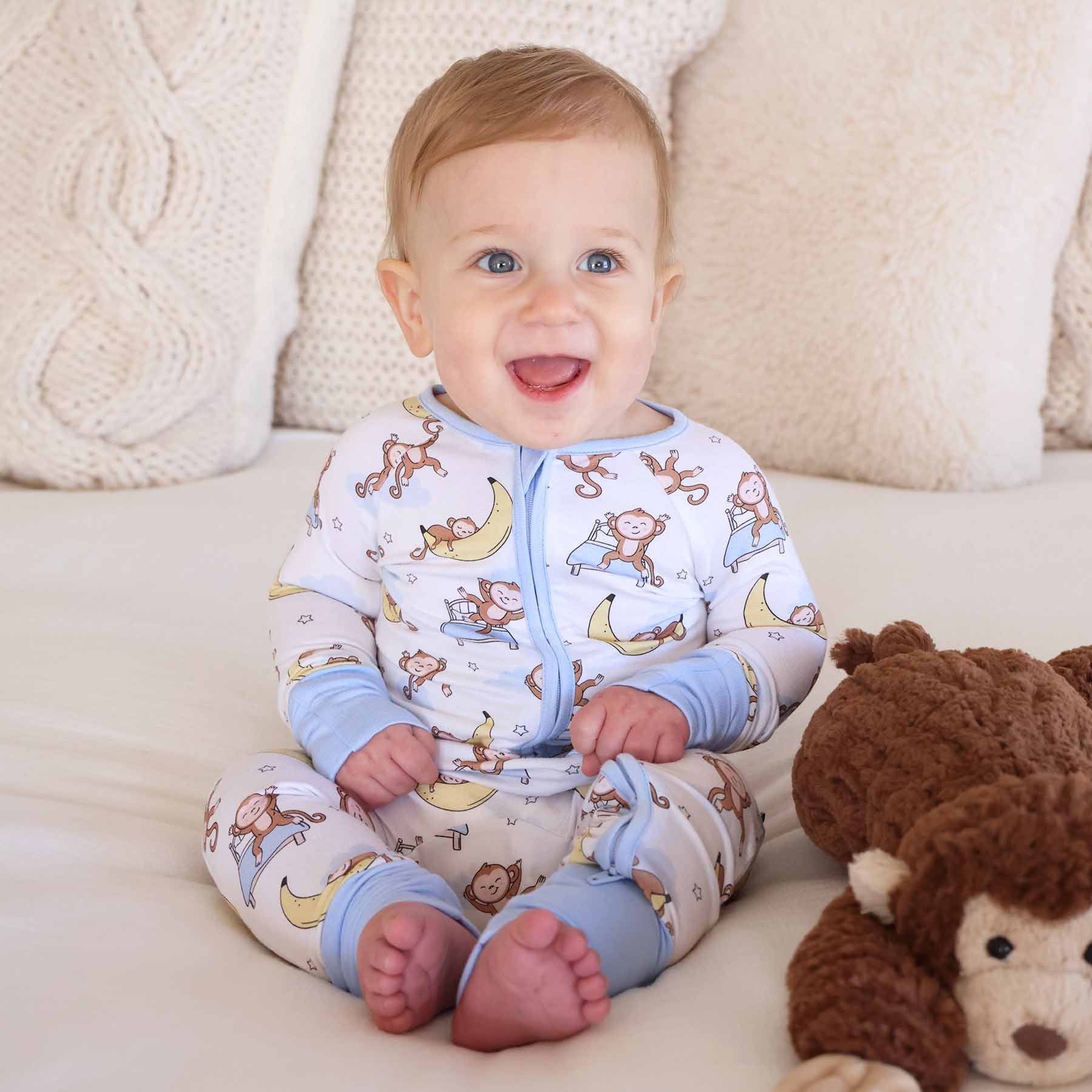 Monkey See, Monkey Snooze Convertible Zip Romper | Caden Lane