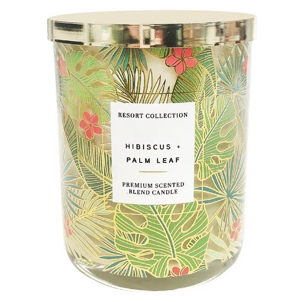 Resort Collection Hibiscus & Palm Leaf 15oz 2-Wick Candle, Ivory & Gold | Walmart (US)