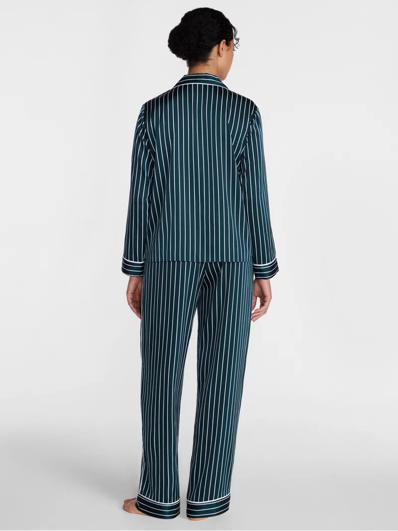 Joyspun Women\u2019s Stretch Satin Sleep Top and Pants, 2-Piece Set, Sizes XS to 3X | Walmart (US)