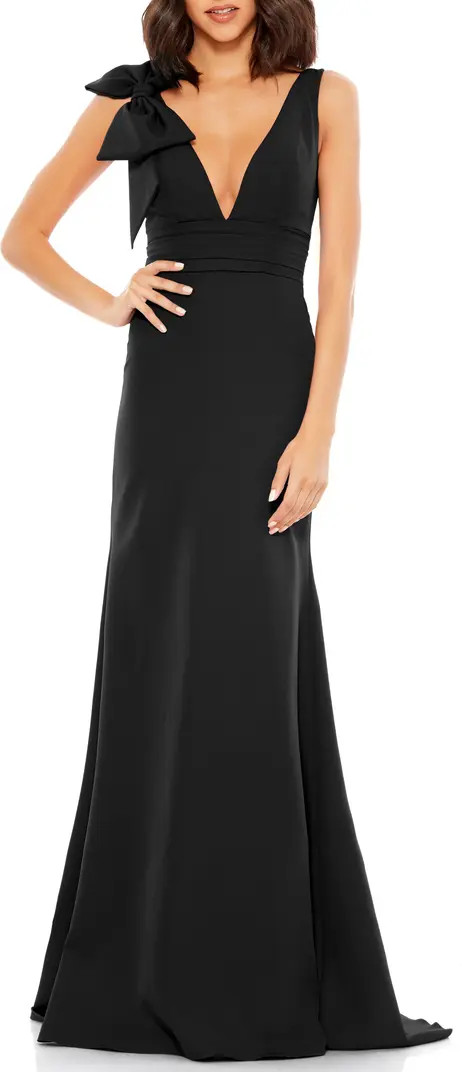 Bow Shoulder V-Neck Gown | Nordstrom