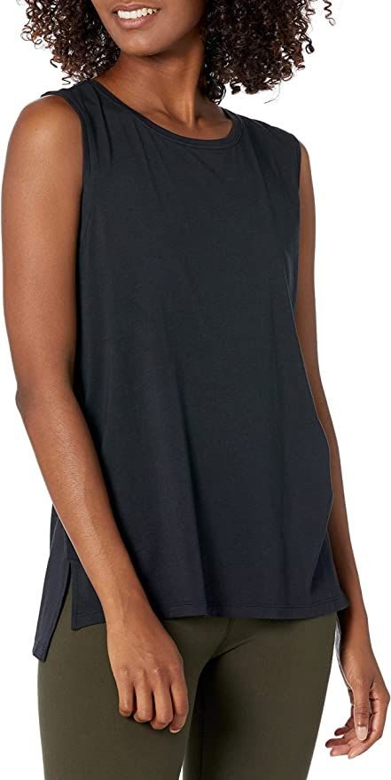 Amazon Essentials Women's Soft Cotton Standard-Fit Full-Coverage Sleeveless Yoga Tank (Available ... | Amazon (US)