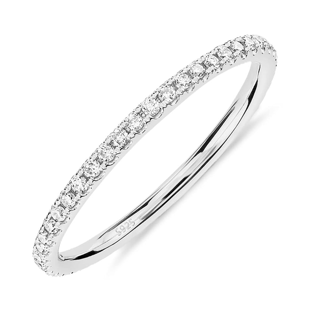 PAVOI 14K Gold Plated Solid 925 Sterling Silver CZ Simulated Diamond Stackable Ring Eternity Band... | Amazon (US)