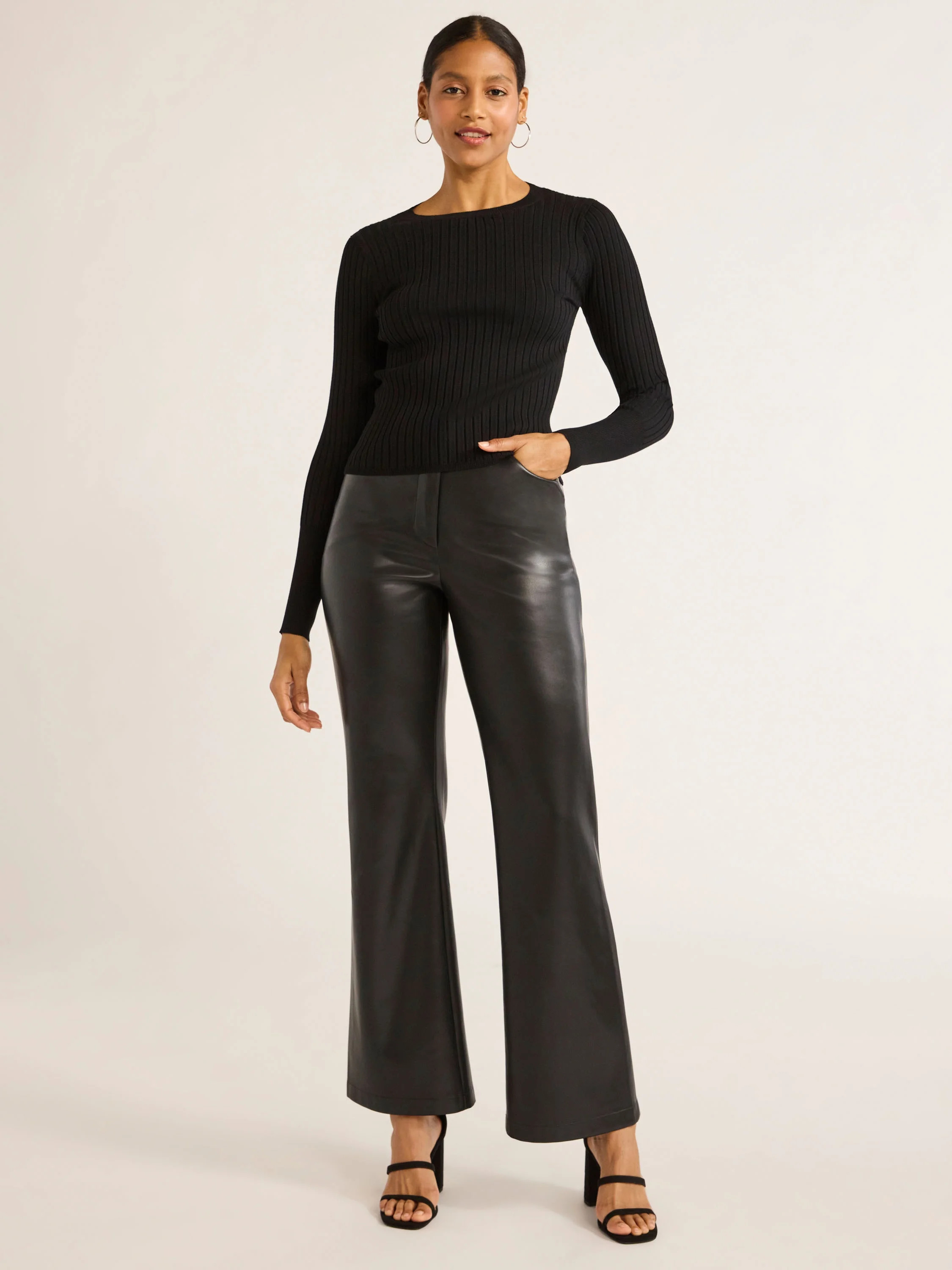 Scoop Women's Wide Ribbed Crewneck Sweater, Lightweight, Sizes XS-XXL | Walmart (US)