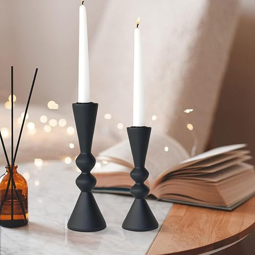 2 Candle Holder Black Candlestick Holders-Taper Candle Holders for Candlesticks Set of 2,Double M... | Amazon (US)