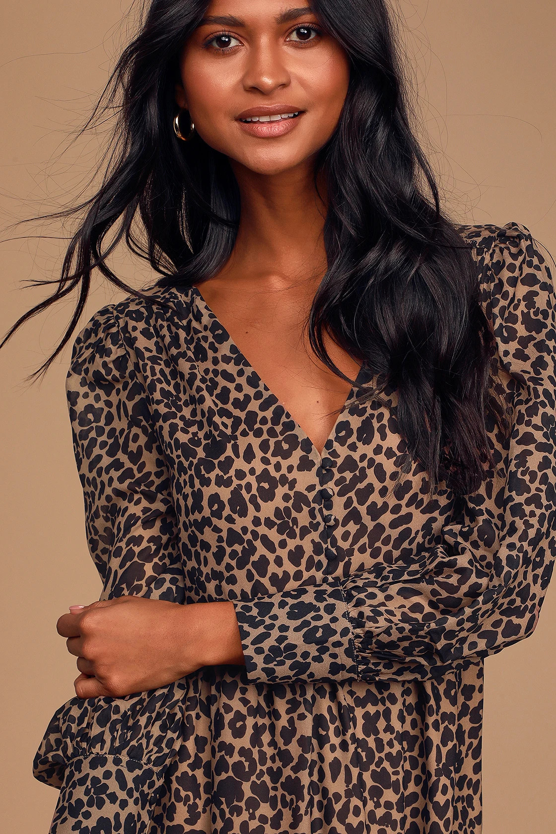 Rock It Out Brown and Black Leopard Print Babydoll Dress | Lulus (US)