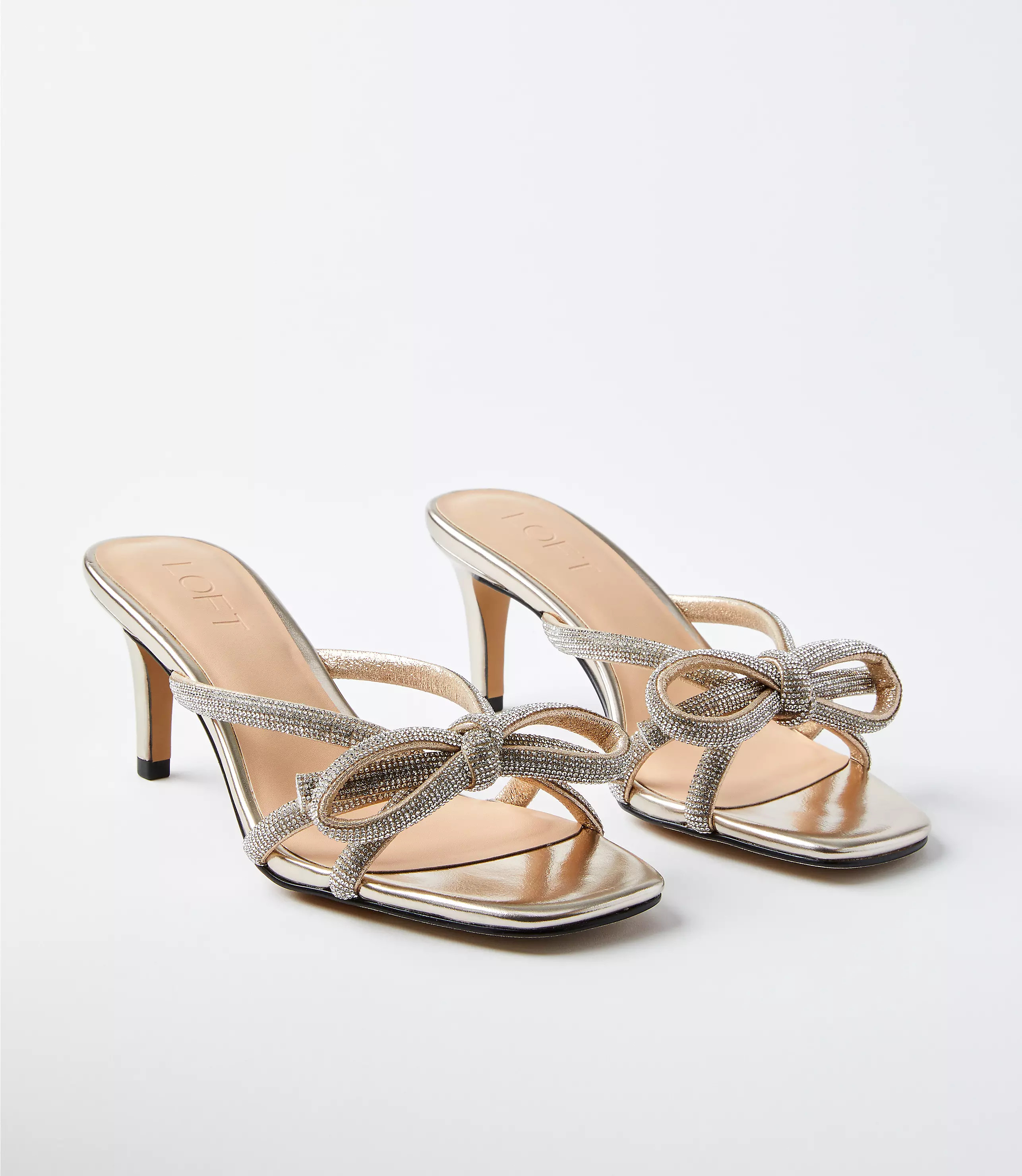 Sparkle Bow Velvet Sandals | LOFT