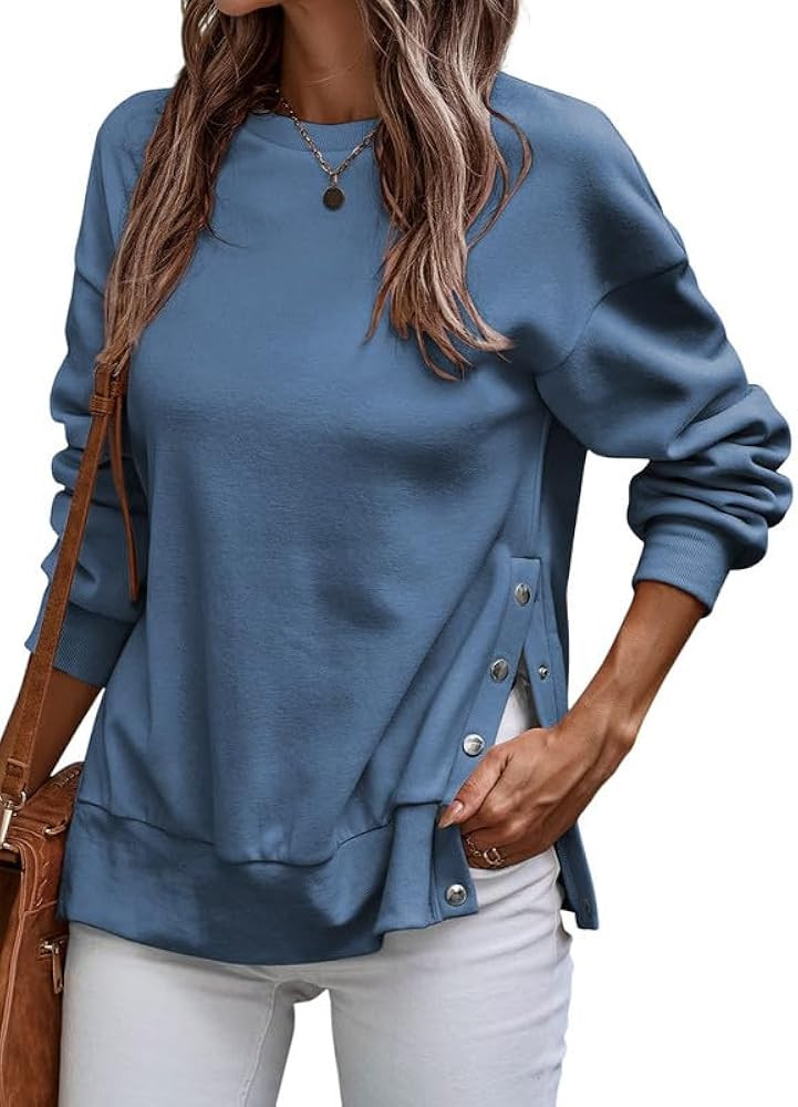 SHEWIN Womens Sweatshirt Casual Long Sleeve Lightweight Pullover Tops Loose Crewneck Sweatshirts ... | Amazon (CA)