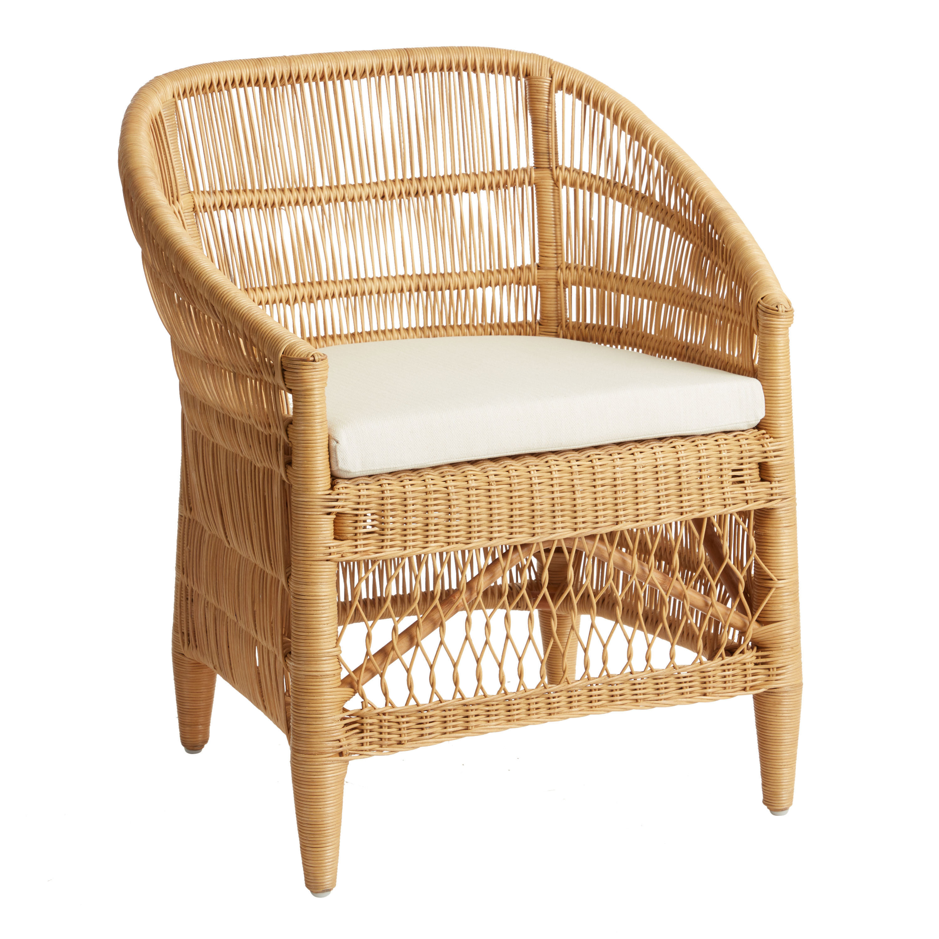 Iman Natural Rattan and Pine Dining Chair with Cushion | World Market