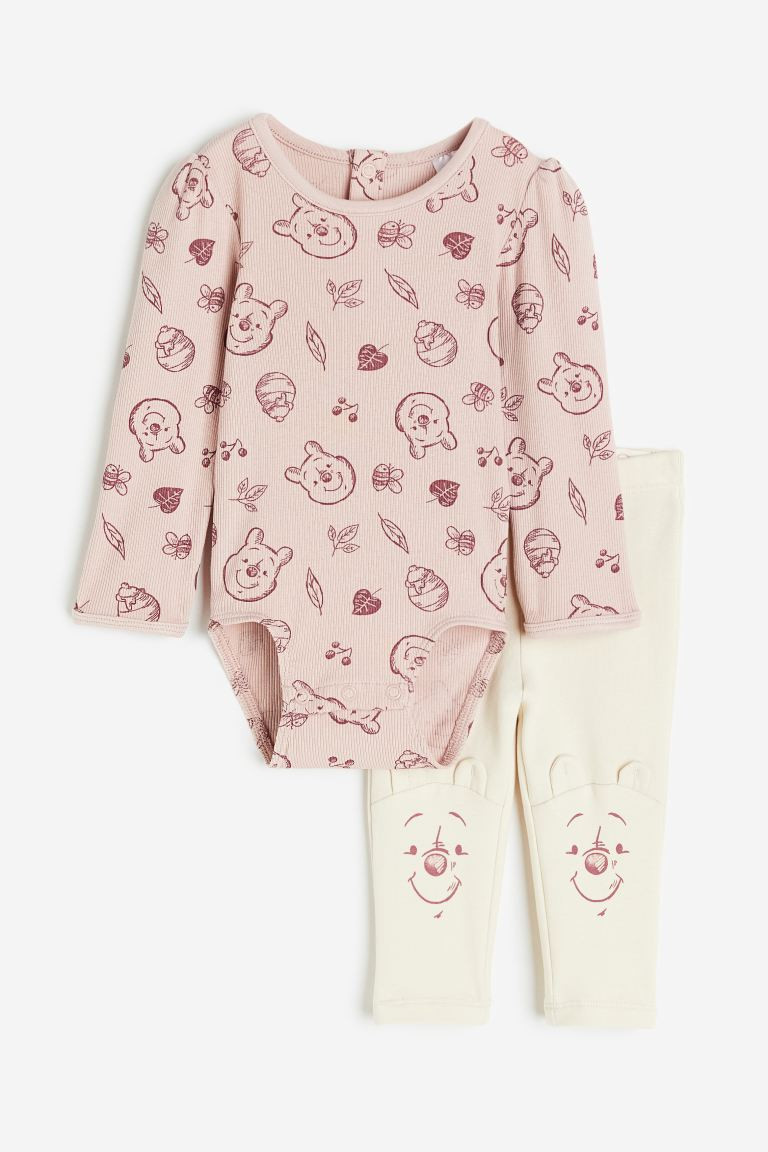 2-piece Cotton Set - Dusty pink/Winnie the Pooh - Kids | H&M US | H&M (US + CA)