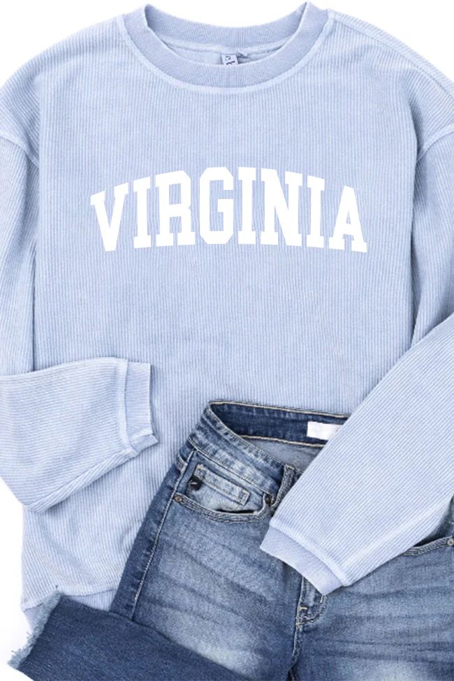 State Corded Graphic Sweatshirt Faded Denim | The Pink Lily Boutique