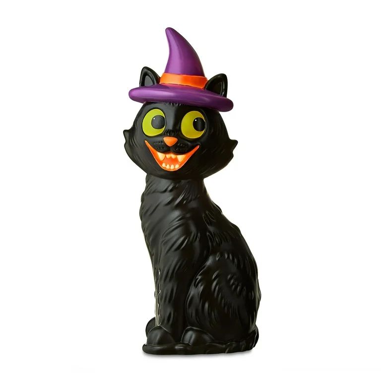 Halloween PE Cat with Top Hat Mini Blow Mold Tabletop Decor, 17 in, by Way To Celebrate | Walmart (US)