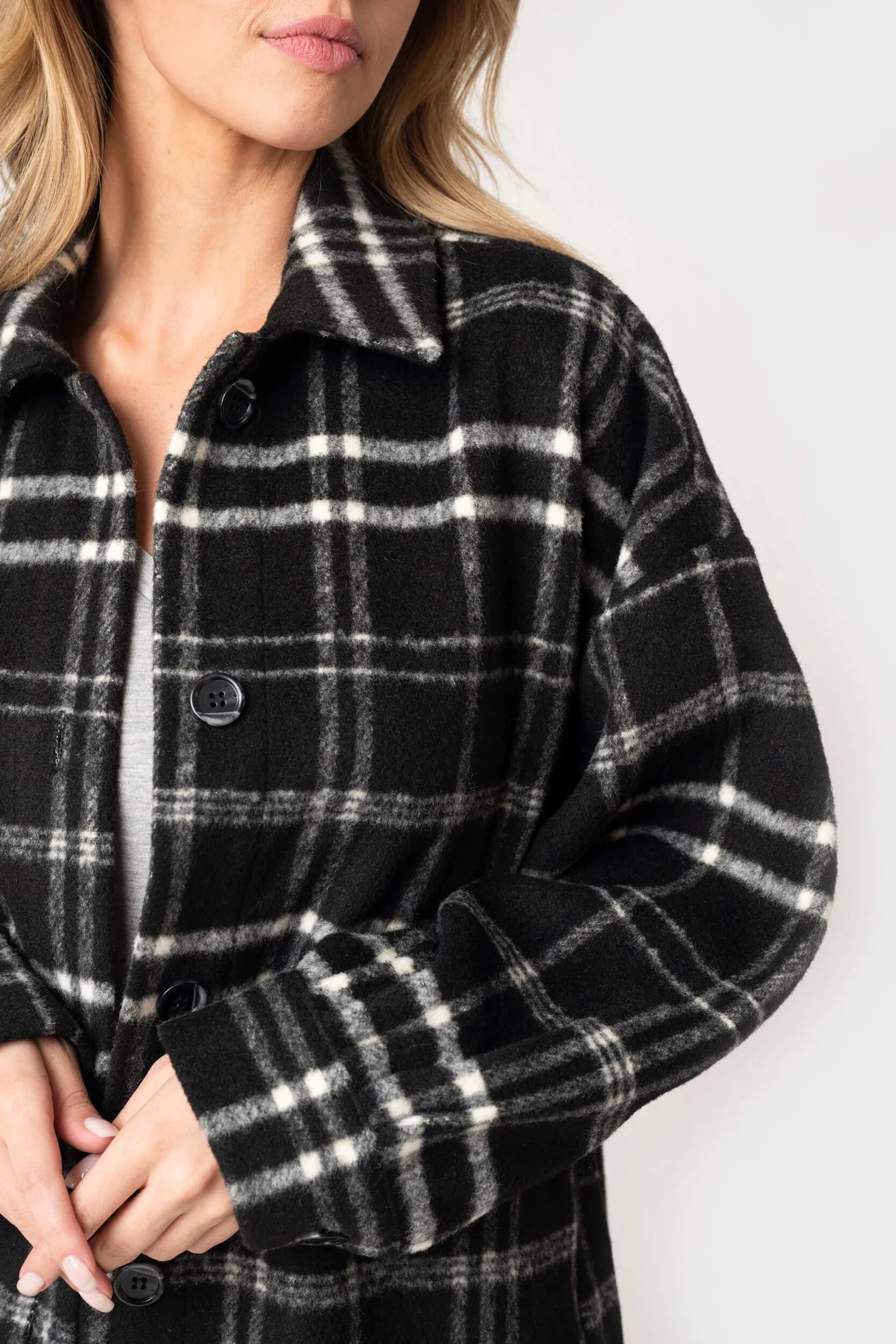 Plaid Soft Long Length Shacket | Gibson