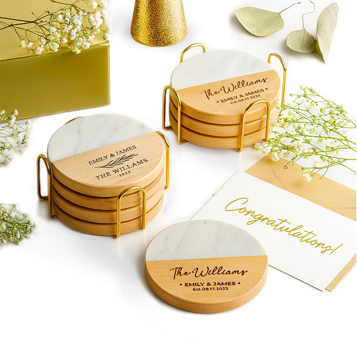Personalized Coasters, Wedding Gift for Couple, Custom, Premium Craftsmanship Durability Tested, ... | Amazon (US)