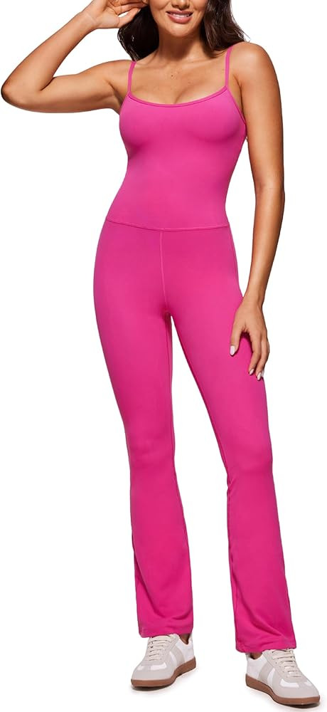 Amazon.com: CRZ YOGA Butterluxe Flare Jumpsuits for Women Spaghetti Strap Workout Athletic Onesie... | Amazon (US)