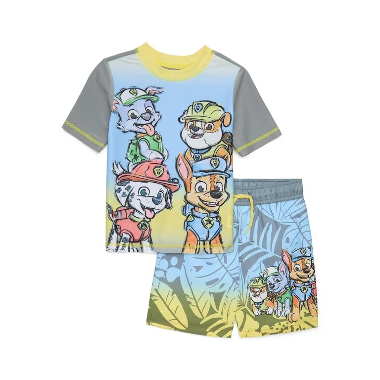 Character Toddler Boy Short- Sleeve Rash Guard and Swim Shorts Set, 2-Piece, Sizes 12M-5T | Walmart (US)