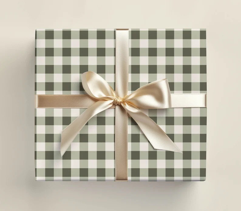 Wrapping Paper: Sage Christmas green Plaid, Beige Holiday, Birthday, Winter, Gift Wrap 5 Sheets o... | Etsy (US)