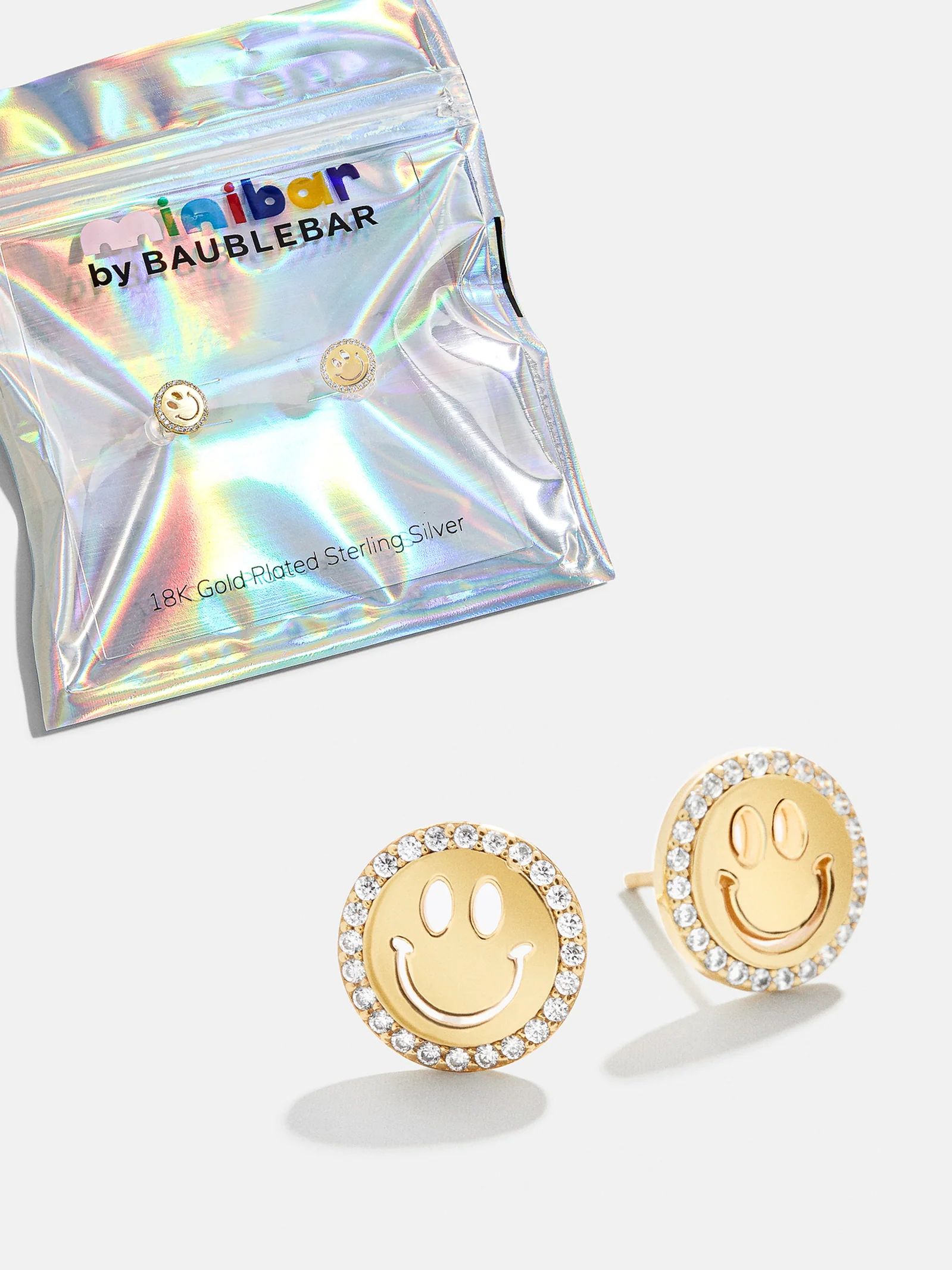 All Smiles 18K Gold Kids' Earrings - Clear/Gold | BaubleBar (US)