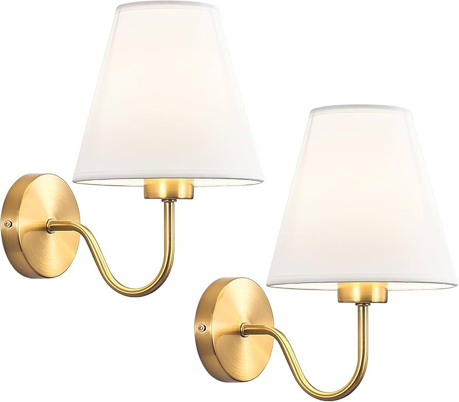 Adust Antique Brass Wall Sconces Lighting Fixture, E26 Industrial Vintage Gold Wall Light Set of ... | Amazon (US)