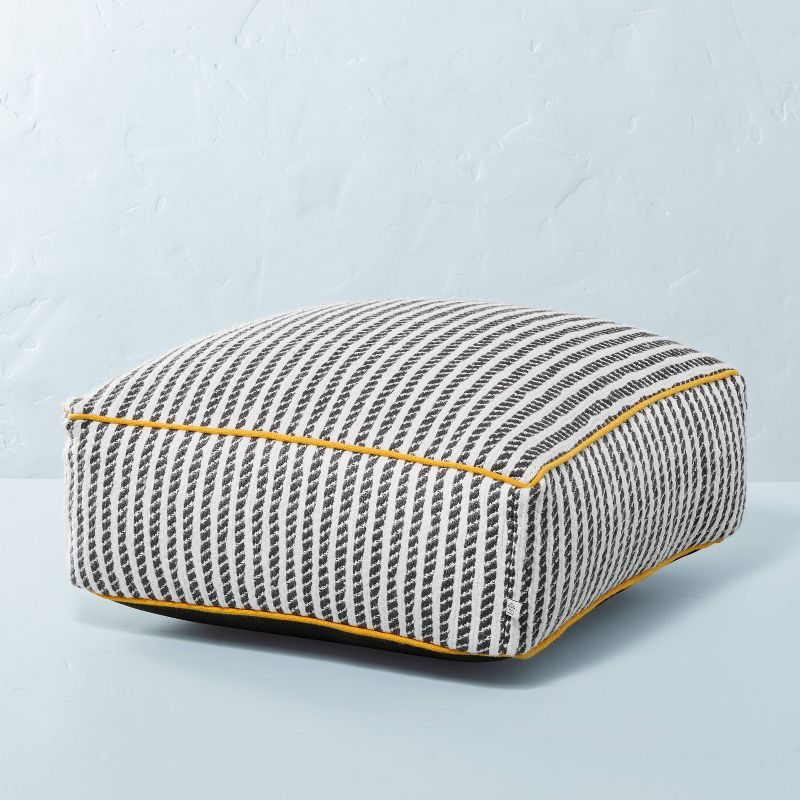 Ticking Stripe Indoor/Outdoor Floor Cushion Dark Gray/Gold - Hearth &#38; Hand&#8482; with Magnol... | Target
