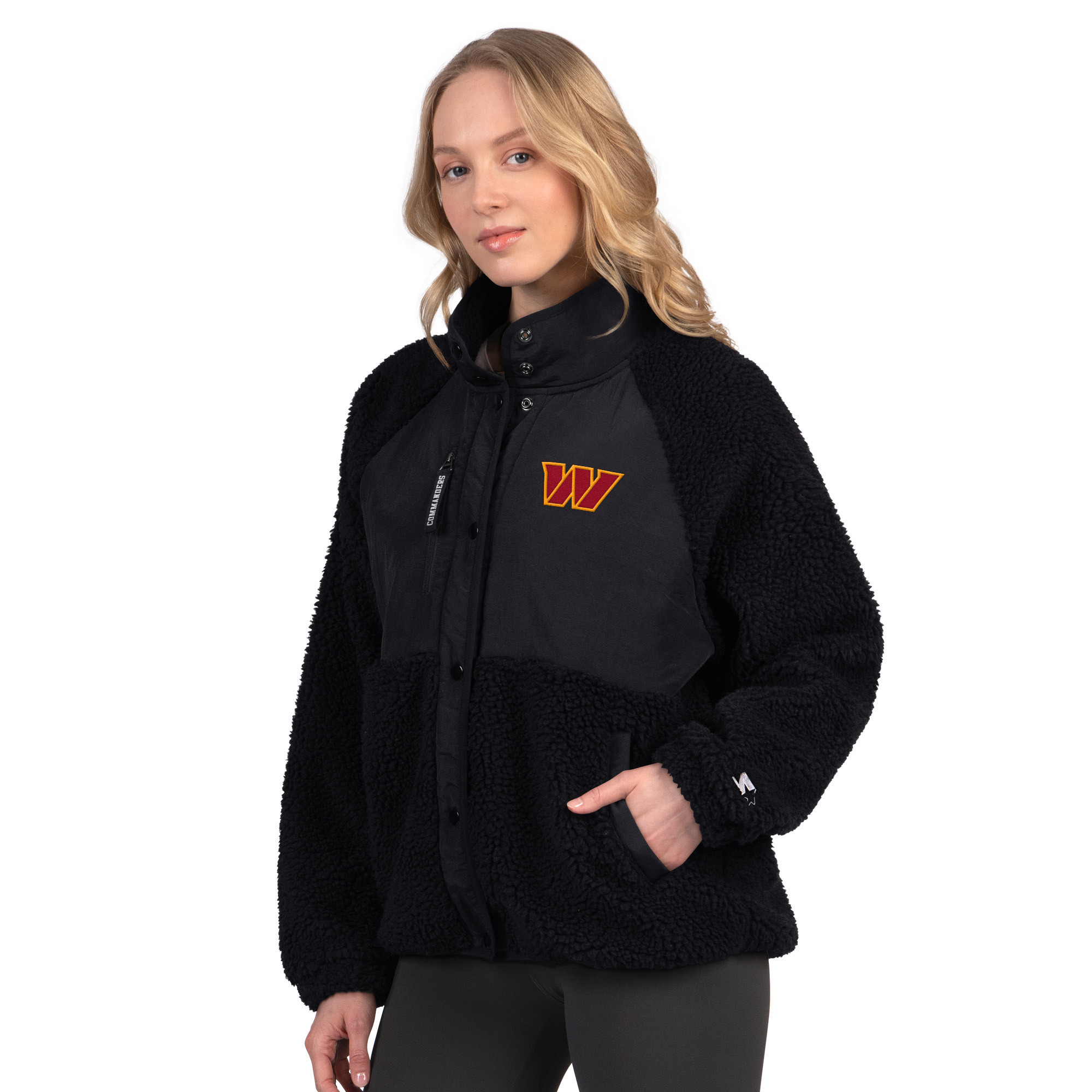 Women's Starter Black Washington Commanders On the Ball Sherpa Jacket | Fanatics