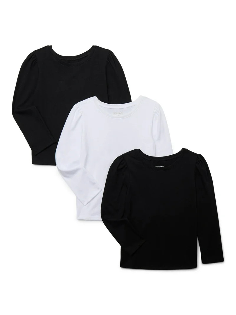 Garanimals Toddler Girls Puff Long Sleeve Solid Tees, 3-Pack, Sizes 18M-5T | Walmart (US)