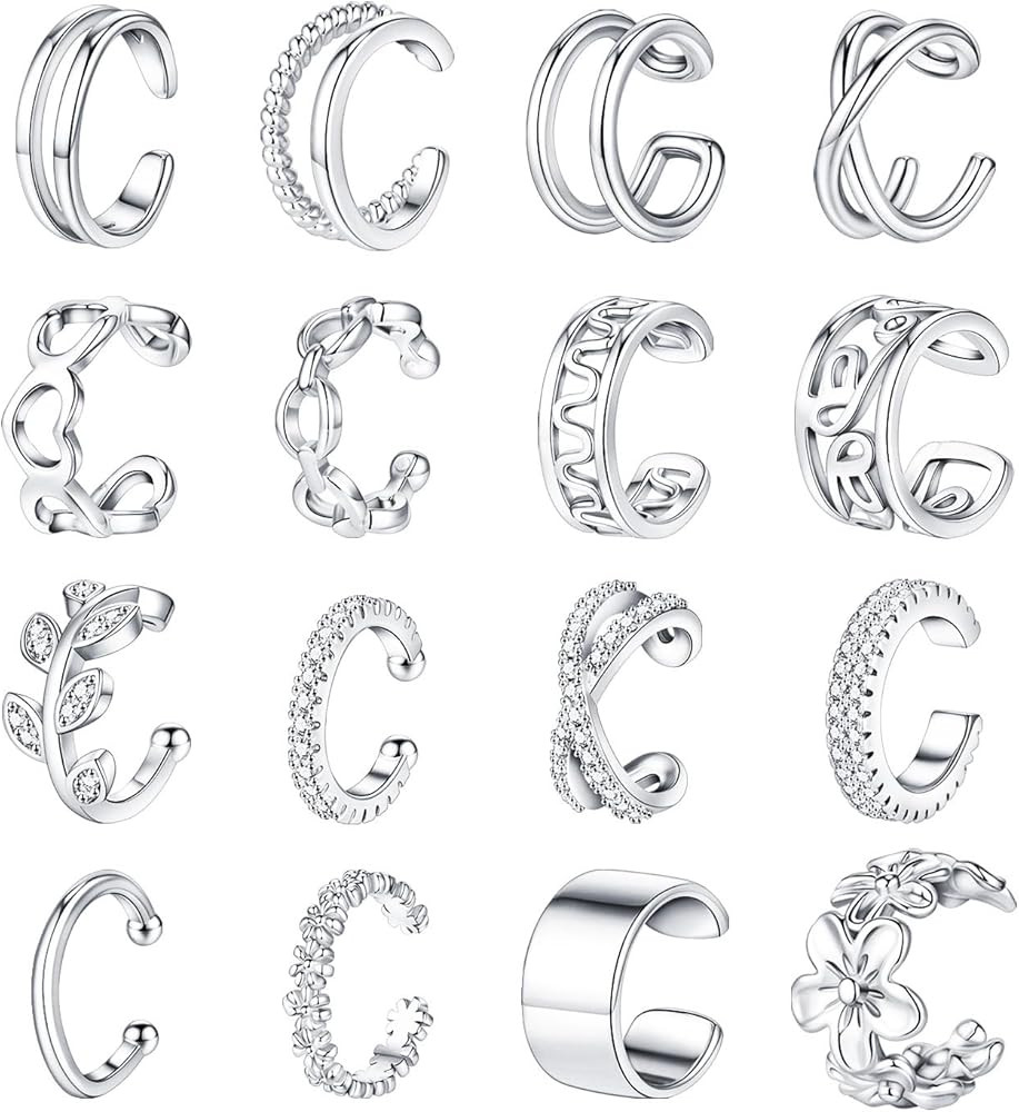 Jewdreamer 16Pcs Ear Cuffs for Women Non Piercing 14K Golded Silver Ear Cuffs Earrings Non Pierce... | Amazon (US)